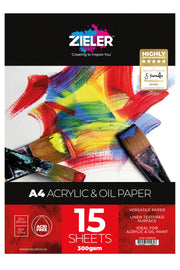 A4 Bound Acrylic & Oil Pad Textured 300gsm, 15 sheets